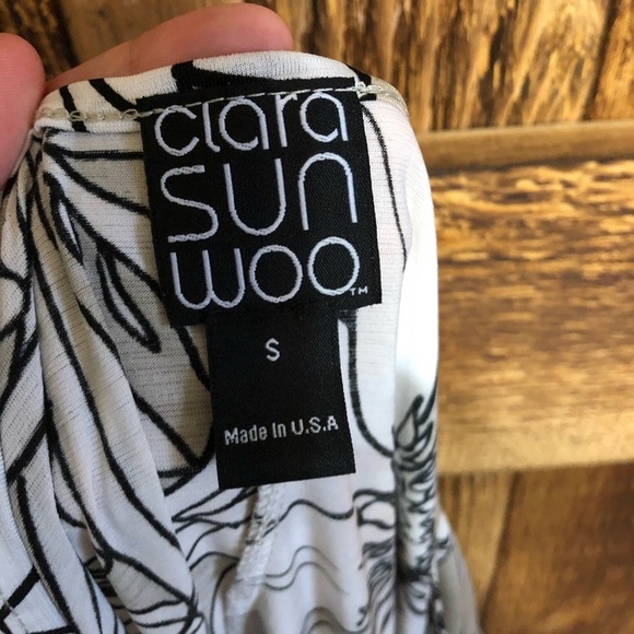 Clara Sun Woo Floral Print Keyhole Cutout 3/4 Sleeve Tunic Top Sz S - Picture 5 of 5